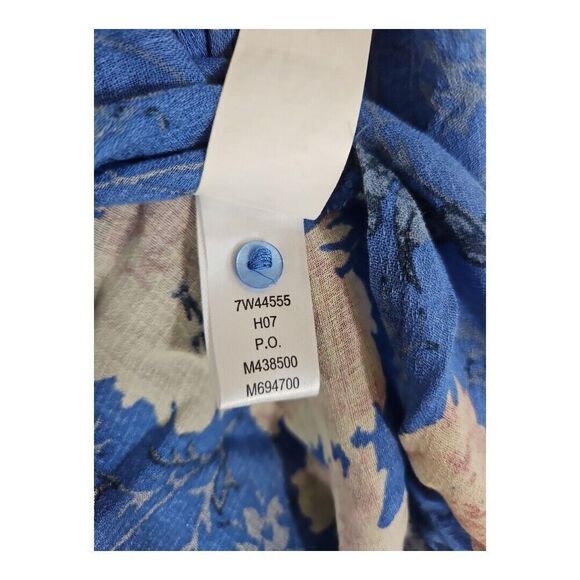Lucky Brand Blue Floral Print Peasant Blouse Button Front Size M - Picture 11 of 12
